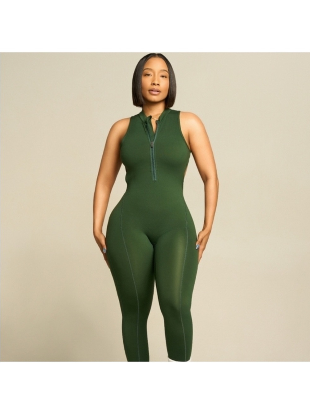 JSculpt Green Zip-Front Jumpsuit